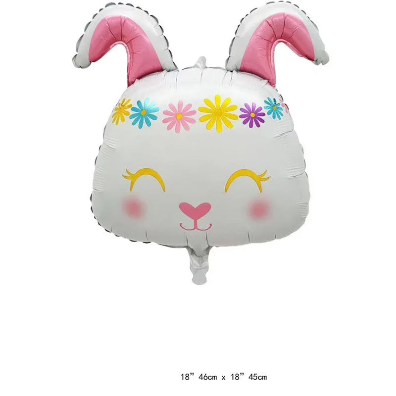 Easter Themed Cartoon Bunny Balloon Baby's First Birthday Decoration Farm Animals Cute Girl's Birthday Party Photo Props Supply