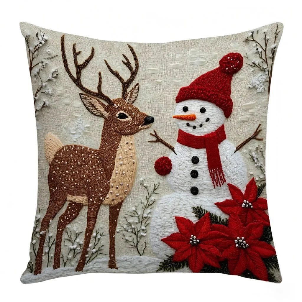 New Christmas Pillow Cases Christmas Decoration Cartoon Print Embroidered Pillow Pad Holiday Decoration Pillow Cover