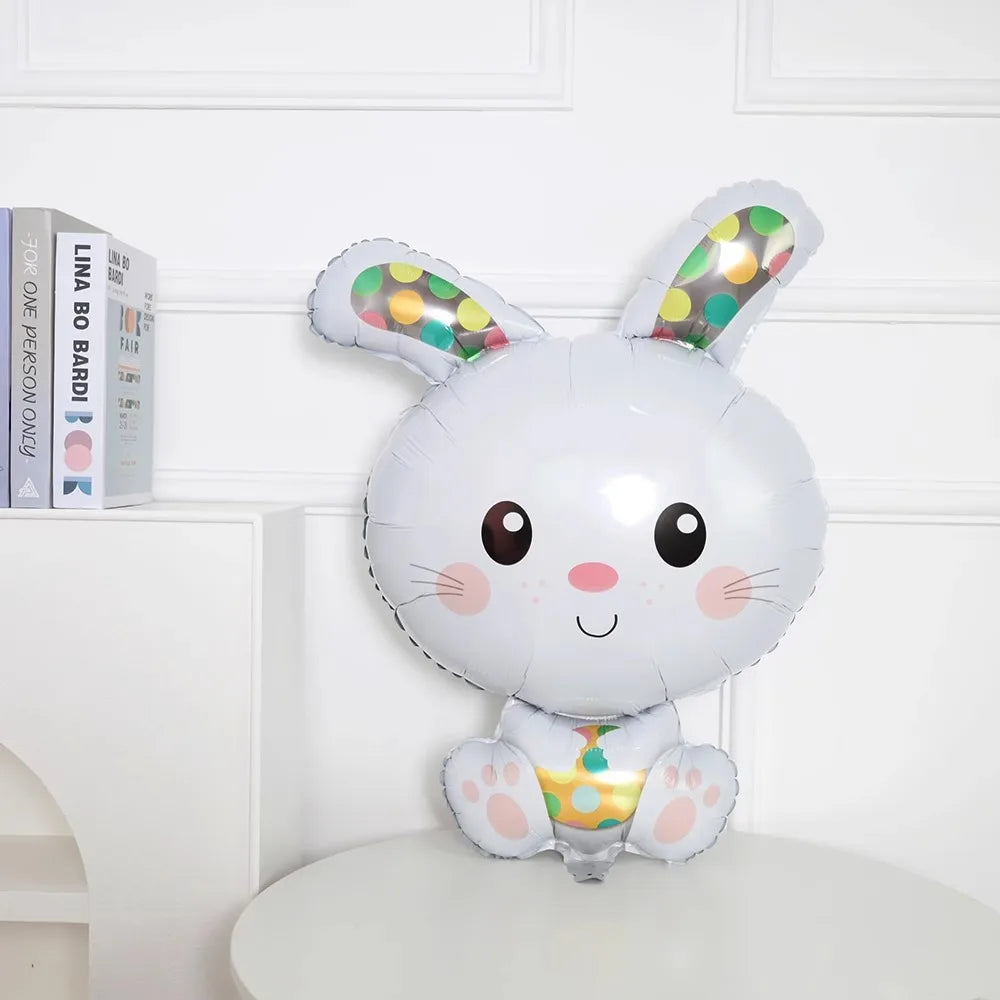 Easter Themed Cartoon Bunny Balloon Baby's First Birthday Decoration Farm Animals Cute Girl's Birthday Party Photo Props Supply