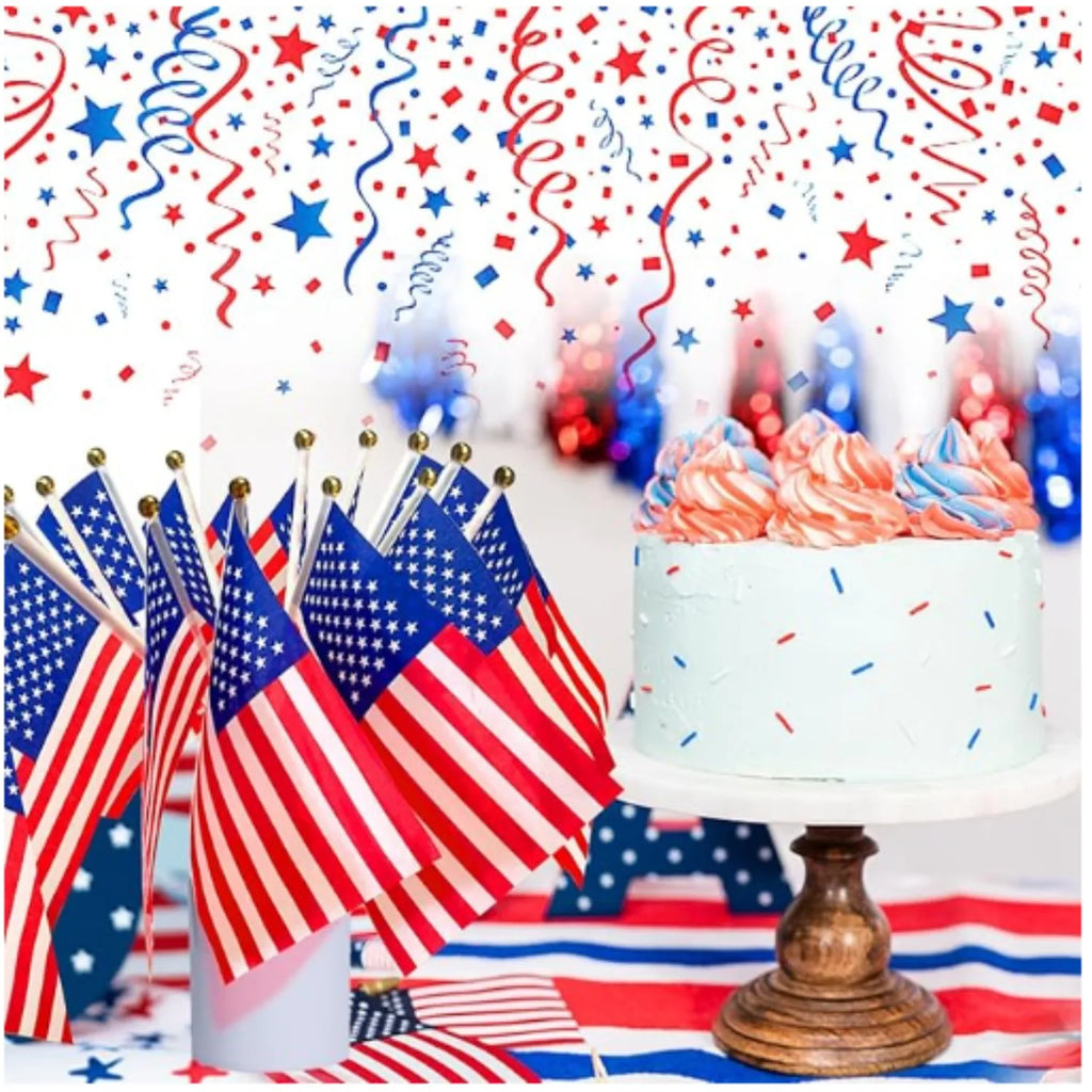 50pcs/20pcs American USA Flags on Sticks for 4th July Decorations, America Small Flags for Memorial Day Independence Day Decor