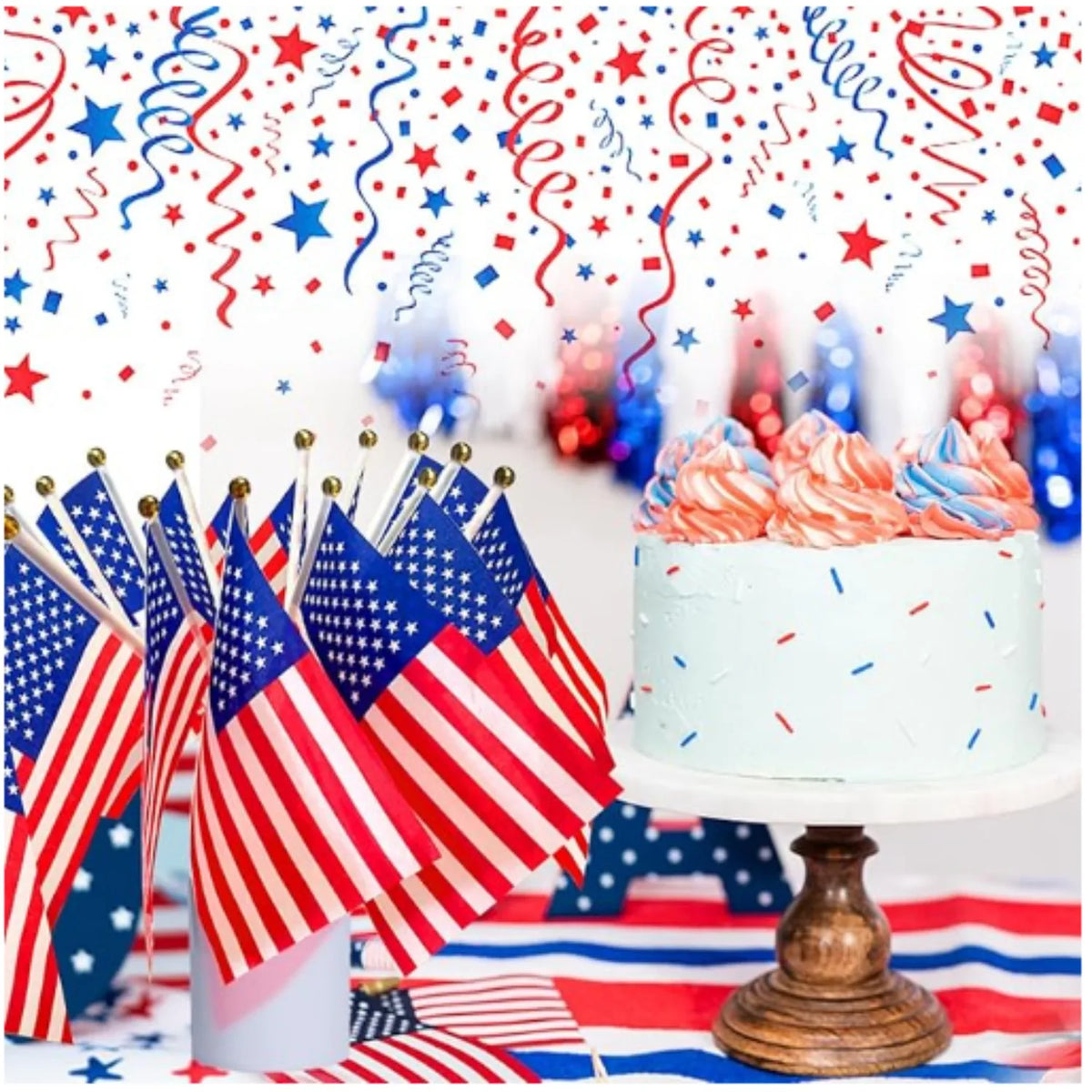 50pcs/20pcs American USA Flags on Sticks for 4th July Decorations, America Small Flags for Memorial Day Independence Day Decor