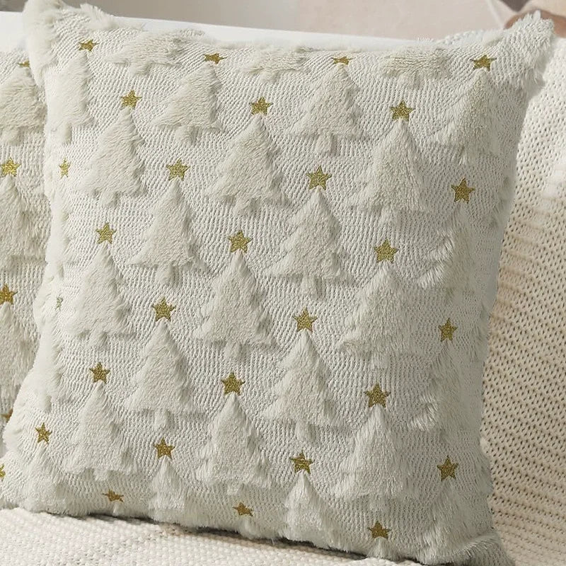Christmas Throw Pillow Covers Set of 2 Xmas Tree 18x18 Pillow Covers Soft Plush Faux Wool Pillowcases Festival Winter Home Decor