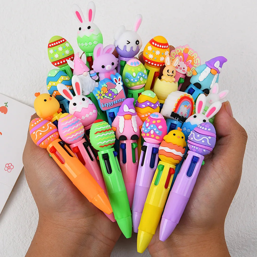 5-30Pcs Cartoon Easter Theme Four Color Pens Easter Carnival Party Birthday Wedding School Kindergarten Gift Prize Basket Filler