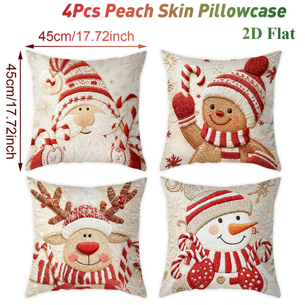 Christmas Pillowcases Merry Christmas Decorations for Home 2026 Xmas Snowman Elk Sofa Cushion Cover Navidad Natal New Year 2027