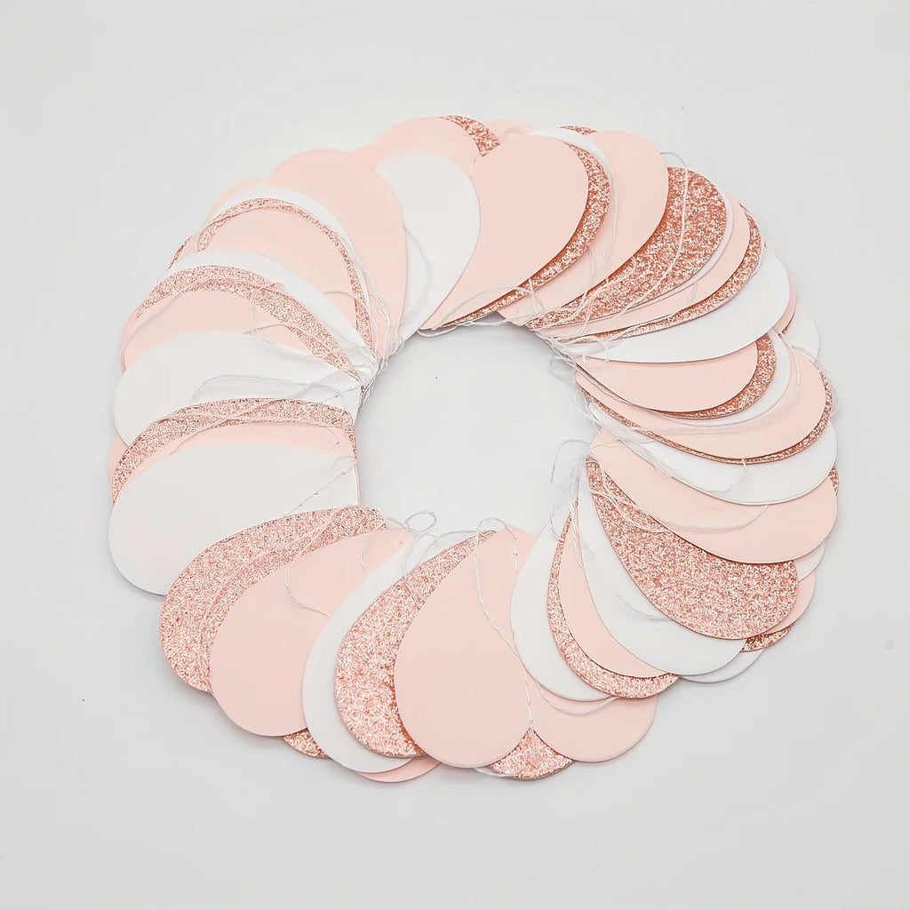 1pc Rose-Golden Pink White Party Decorations - Paper Heart Streamers Garland Galentines Valentines Day Decorations