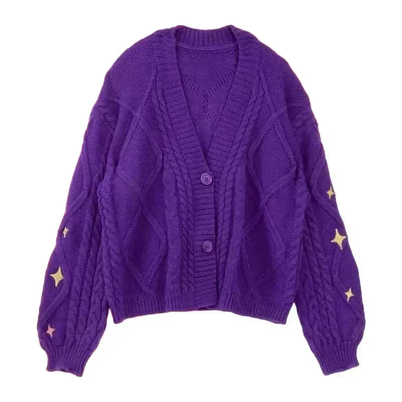 Lover Cardigan with Star Embroidery Pink Heart Cosy Soft Knit TS Cardigan Tay Sweater Jacket Vintage Fall Winter 1989 Sweater