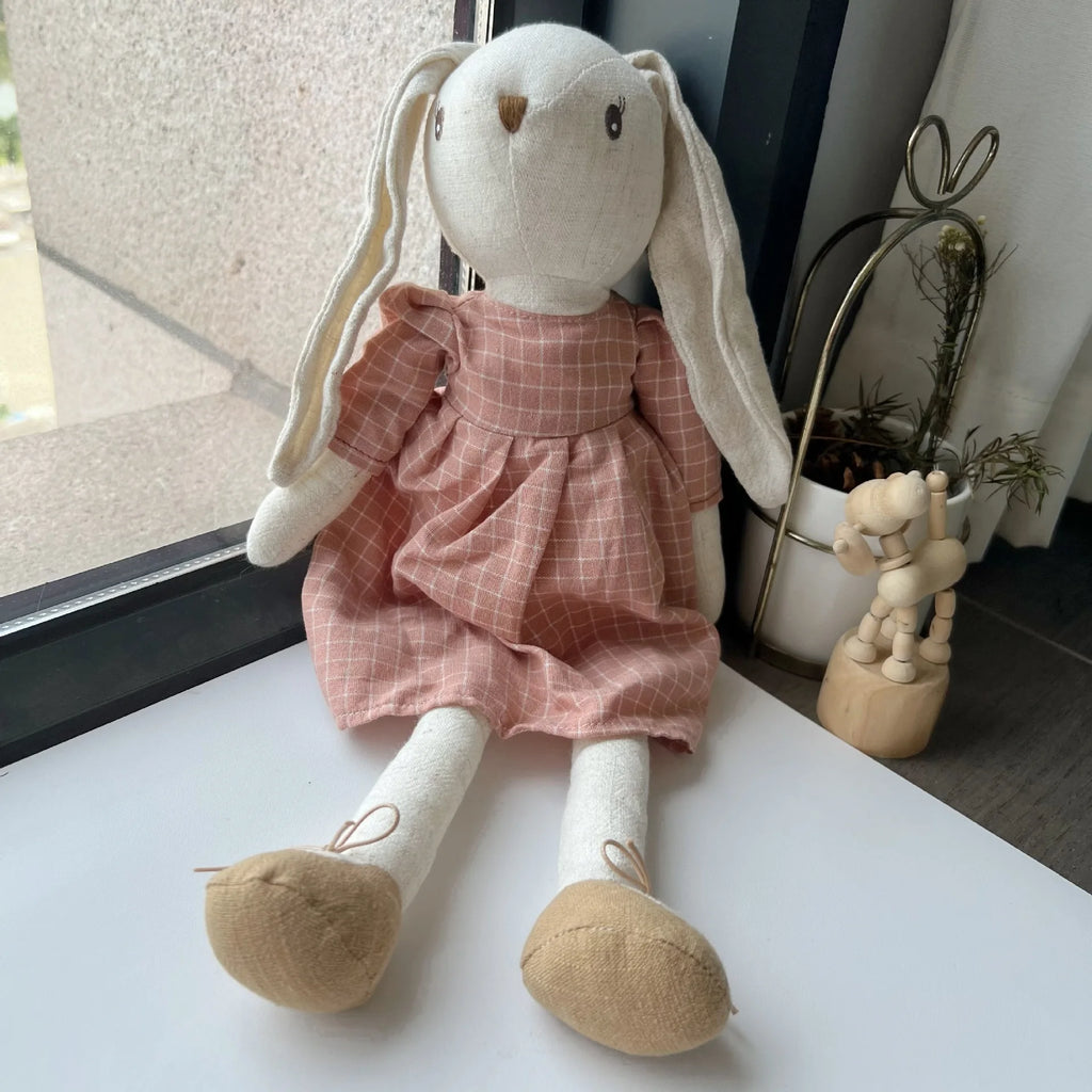Handmade Linen Bunny Doll Montessori Role-Playing Fabric Animal Doll Nursery Decoration Children's Birthday Gift