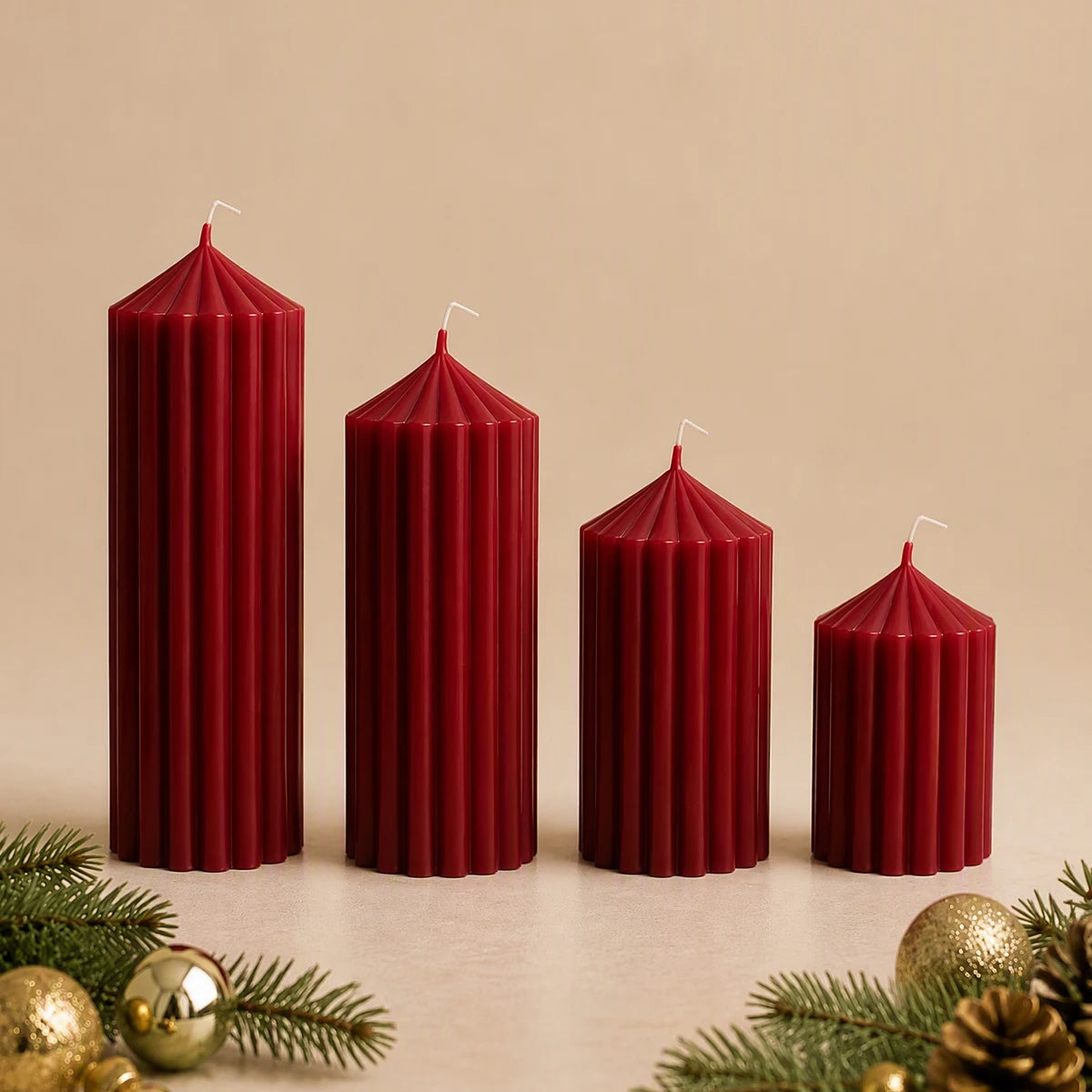 Christmas cylindrical aromatherapy candle set, wine red candle home decoration, Christmas candle center decoration