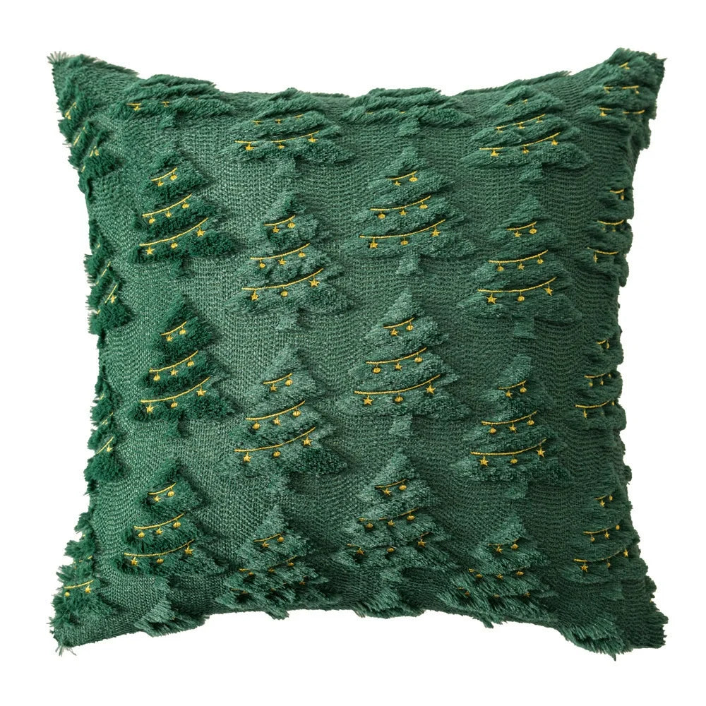 Christmas Throw Pillow Covers Set of 2 Xmas Tree 18x18 Pillow Covers Soft Plush Faux Wool Pillowcases Festival Winter Home Decor