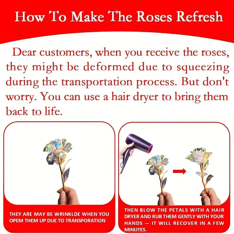 Foil Rose Flower with Gift Box & Card Eternal Rose Gifts for Valentine's Day Thanksgiving Mother's Day Party Favors Decors