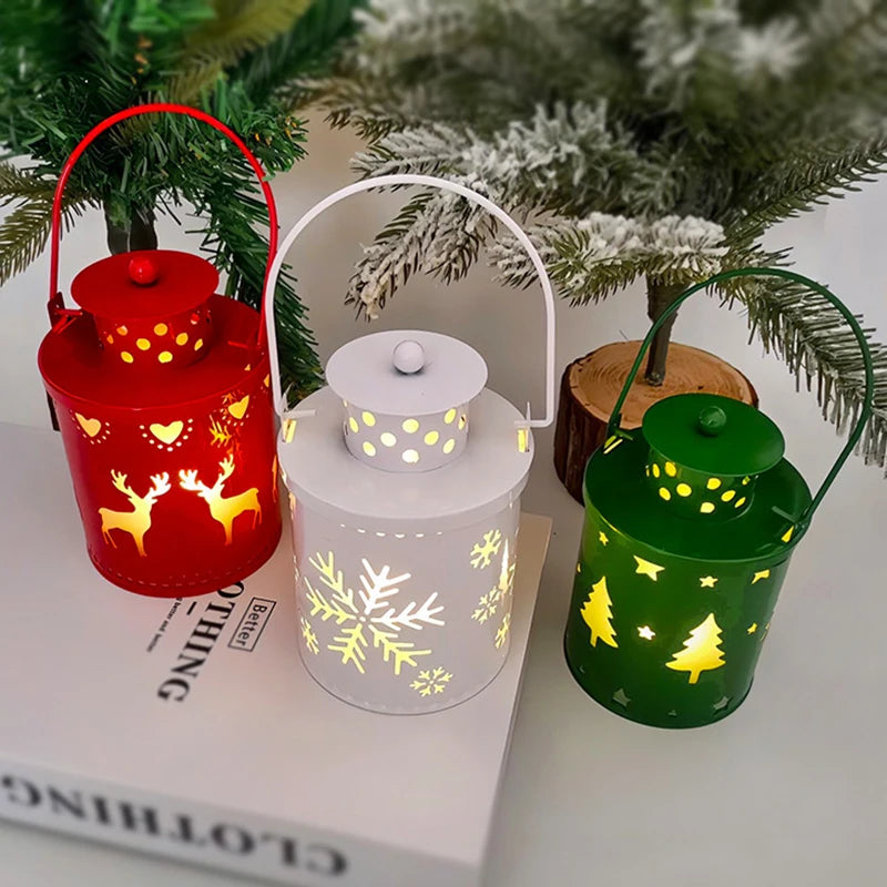 Christmas Decorations Vintage Christmas Lanterns with LED Light Festive Decor for Home Party Stylish Christmas Hanging Lanterns