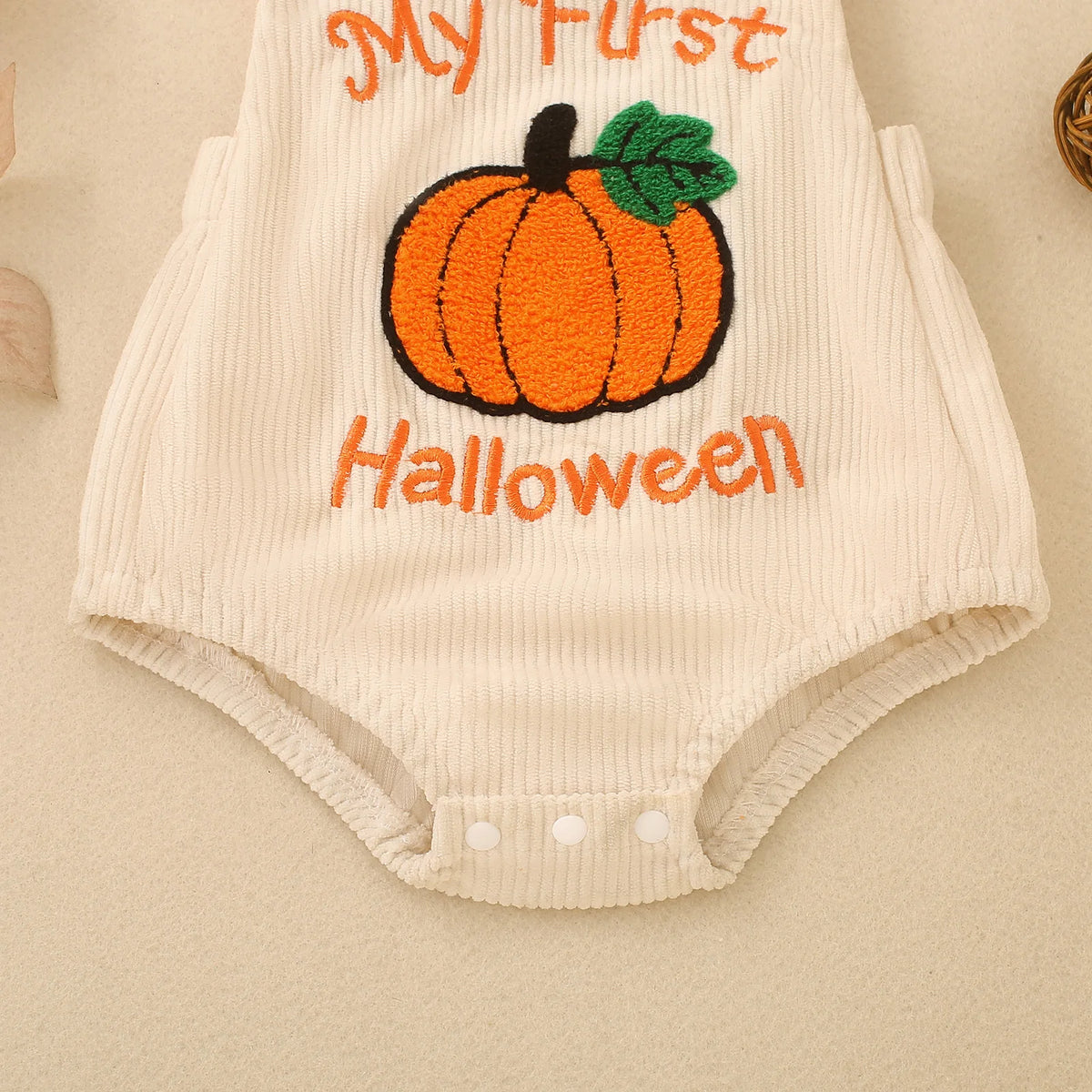 My First Halloween Baby Romper Corduroy Suspender Overalls Newborn Pumpkin Embroidery Bodysuit Infant Halloween Outfit