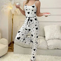 Valentine's Day Gift Heart Print Sleeveless Cami Tops with Long Trouser 2 Pieces Pajamas Set for Women Sleepwear Loungewear