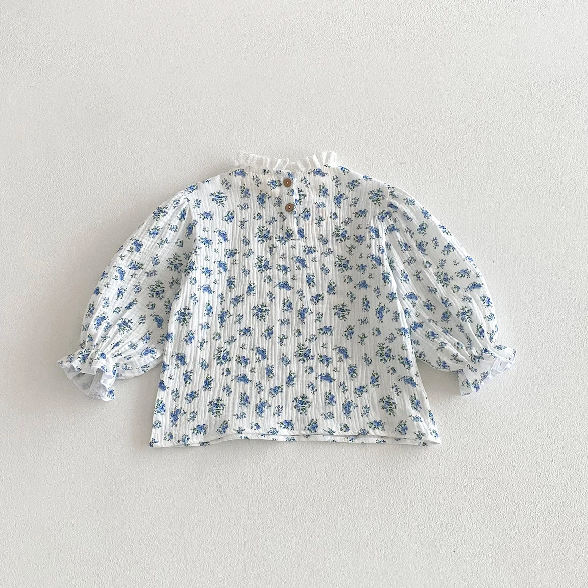 Spring Baby Girls T shirt Little Girls Linen Cotton Long Sleeve Floral Blouses Tees Infant Ruffles Tops Toddler Girl Clothing