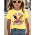 Summer EASTER Cute Bow Rabbit Print Children's Cotton Tshirt Casual Trendy Girls Short Sleeved Shirts Fashion Kids Clothes Tees