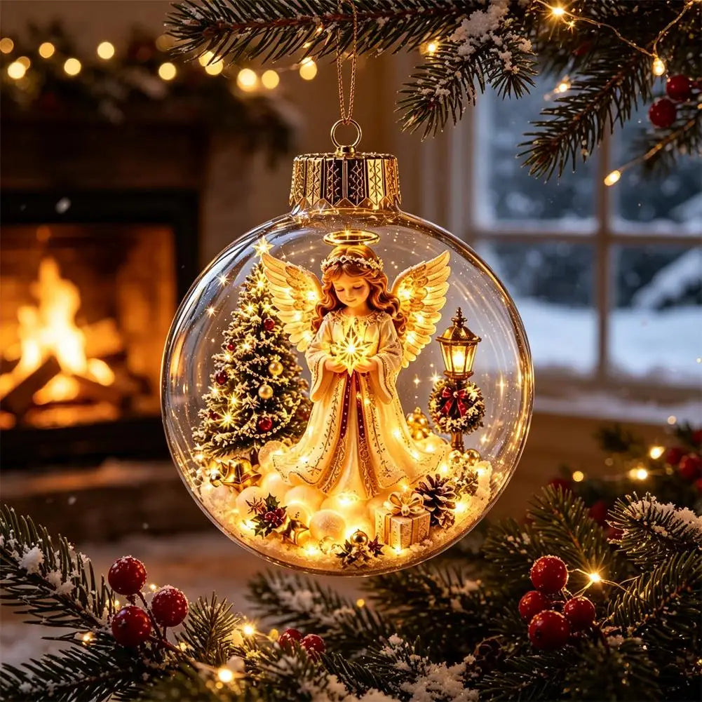 Christmas Story Decorations With Lights Creative Nutcracker Reindeer Snowman Glowing Christmas Tree Decor Pendant Crystal ball