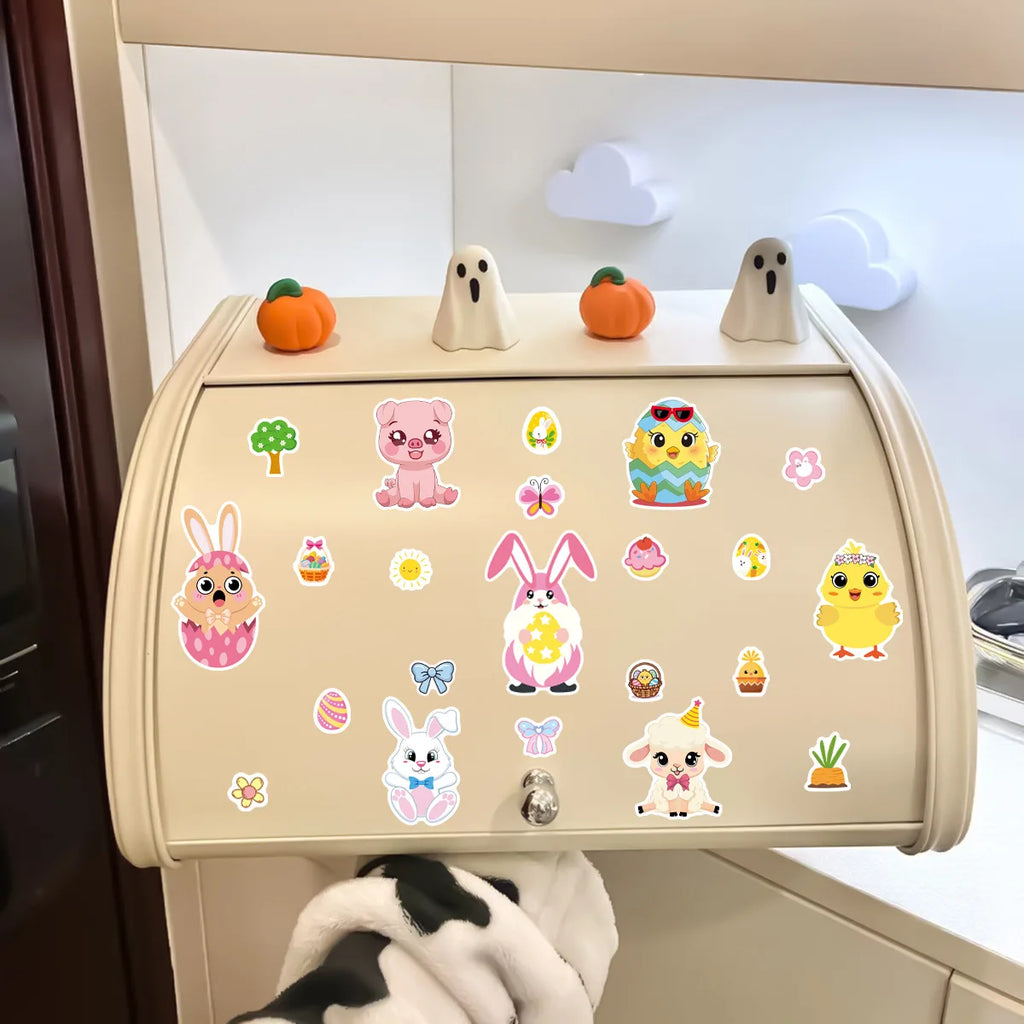 8/16/24PCS Cartoon Easter Animal Easter Egg Rabbit Sheep Puzzle Stickers Wholesale Cute Animal Stickers