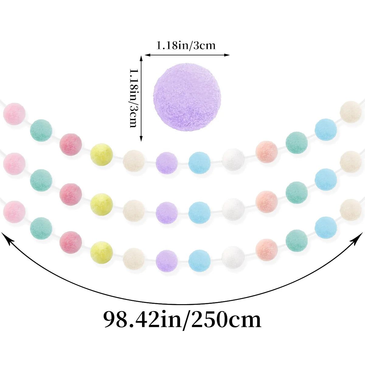 Pastel Pom Garland Hanging Easter Decorations Cute Rainbow Colorful Felt Ball Garland Baby Shower Birthday Party Supplies Favors