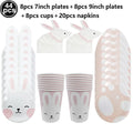 Easter Theme Disposable Tableware Cute Cartoon Bunny Rabbit Pattern Paper Plates Cups Napkins Kids Favor Easter Party Decoration