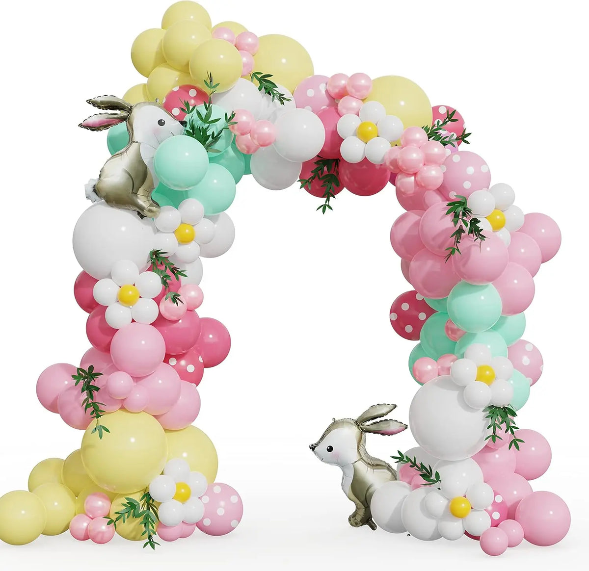Easter Balloon Garland Set, 127Pcs Easter Party Supplies Spring Birthday Decoration with Large Rabbit Foil Balloon Pastel Balloon Arch (Easter)