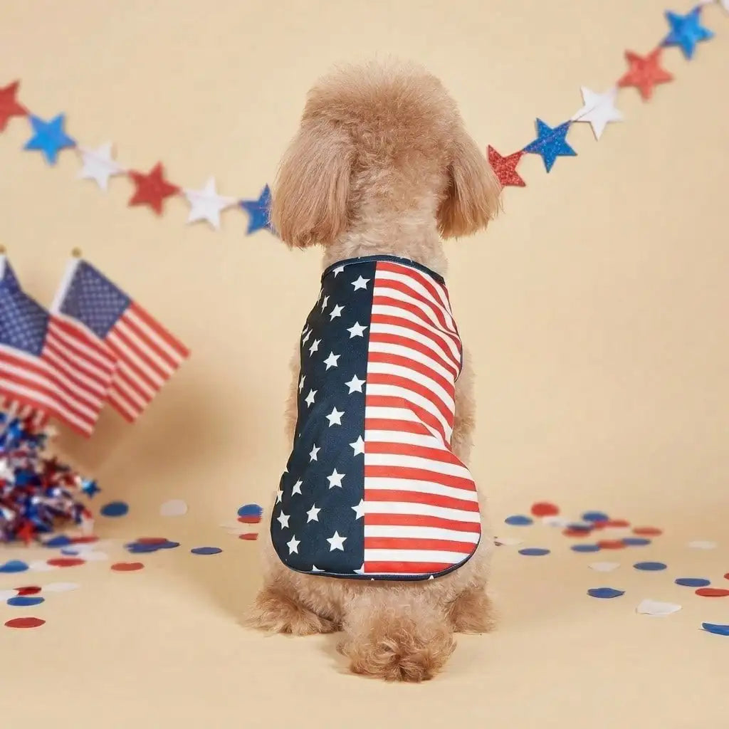 4th of July Dog Dress, Cute Dog Girl Clothes Memorial Day Dog Outfits Patriotic Independence Day Dog Vest Doggie T-Shirt Pet Cat