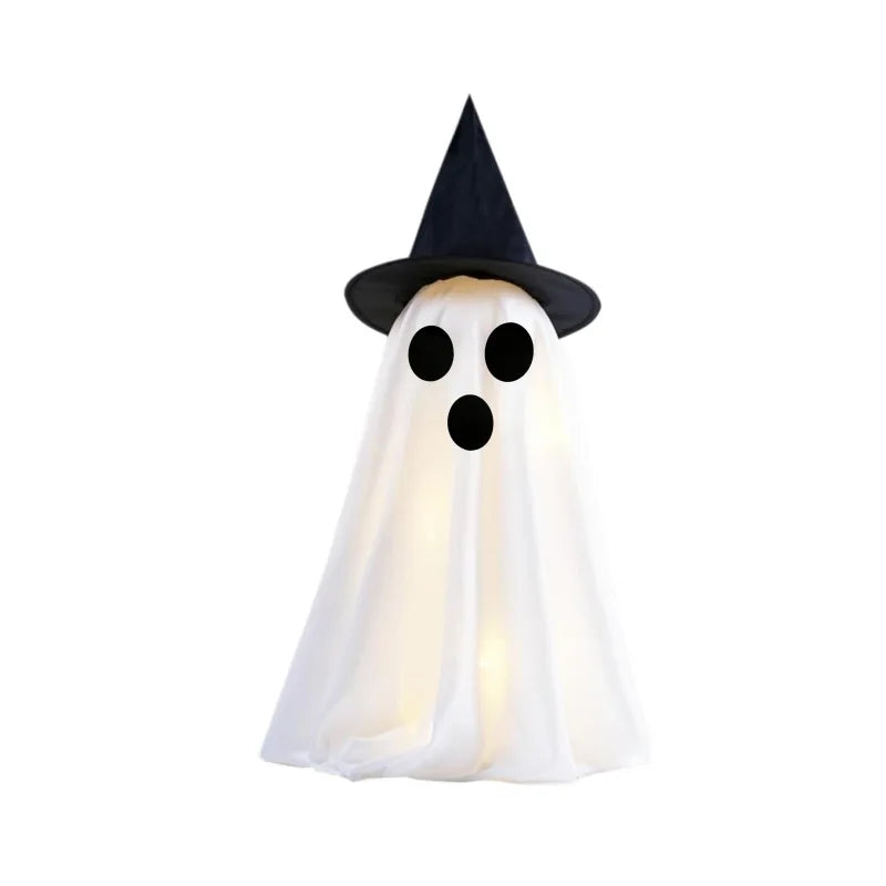 Halloween Ghost Decoration Glowing Desktop Ghost Standing Ornament Haunted Hanging Ghost Decor for Table Home Party Night Gift