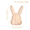 Easter Bunny Egg Wooden Tray Food Plate Fruit Serving Bread Display Wooden Spring Decor  Cake Decor Easter Supplies
