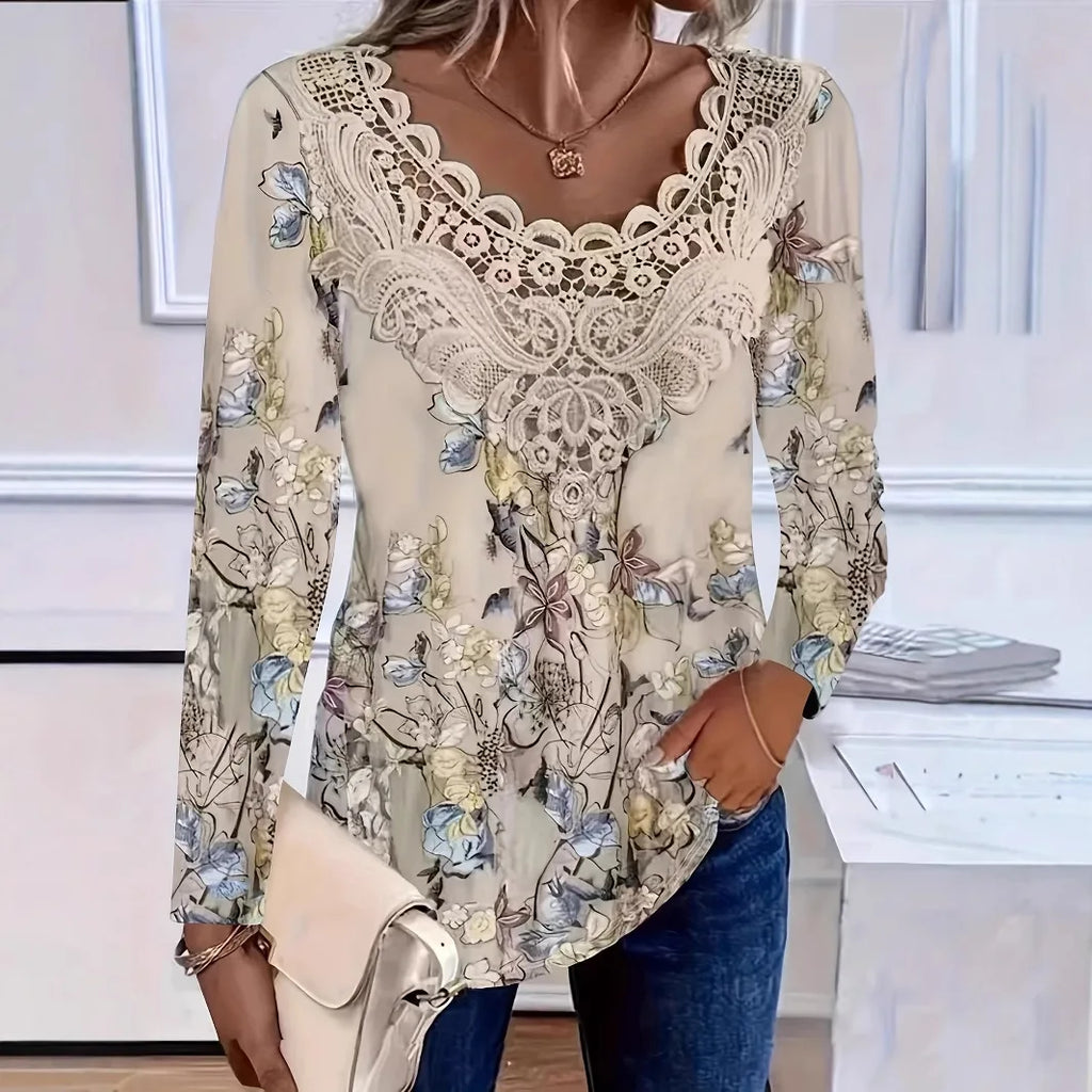 Spring New Elegant Casual Woman T-Shirt Fashion Loose T-Shirt Temperament Long Sleeve Holiday Weekend Female Blouses