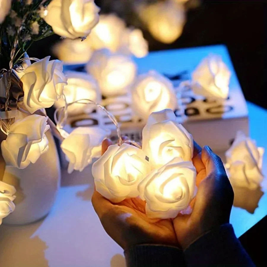 1 5M LED Flower String Lights Artificial Rose Bouquet Romantic Fairy Light Garland Valentines Day Wedding Party Decor