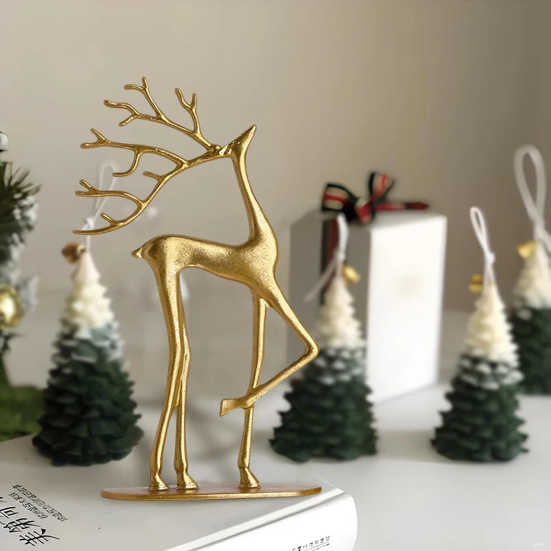 Reindeer Christmas Decor, Resin Reindeer Figurines, Modern Minimalist Xmas Sculpture, Elegant Indoor Holiday Decor