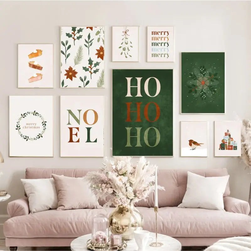 Christmas Decor Tree Garland Wall Art Canvas Painting Nordic Posters and Prints Merry Christmas Picture Living Room Home Decor
