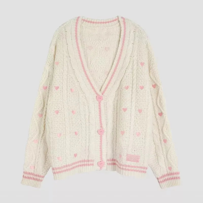 Lover Cardigan with Star Embroidery Pink Heart Cosy Soft Knit TS Cardigan Tay Sweater Jacket Vintage Fall Winter 1989 Sweater