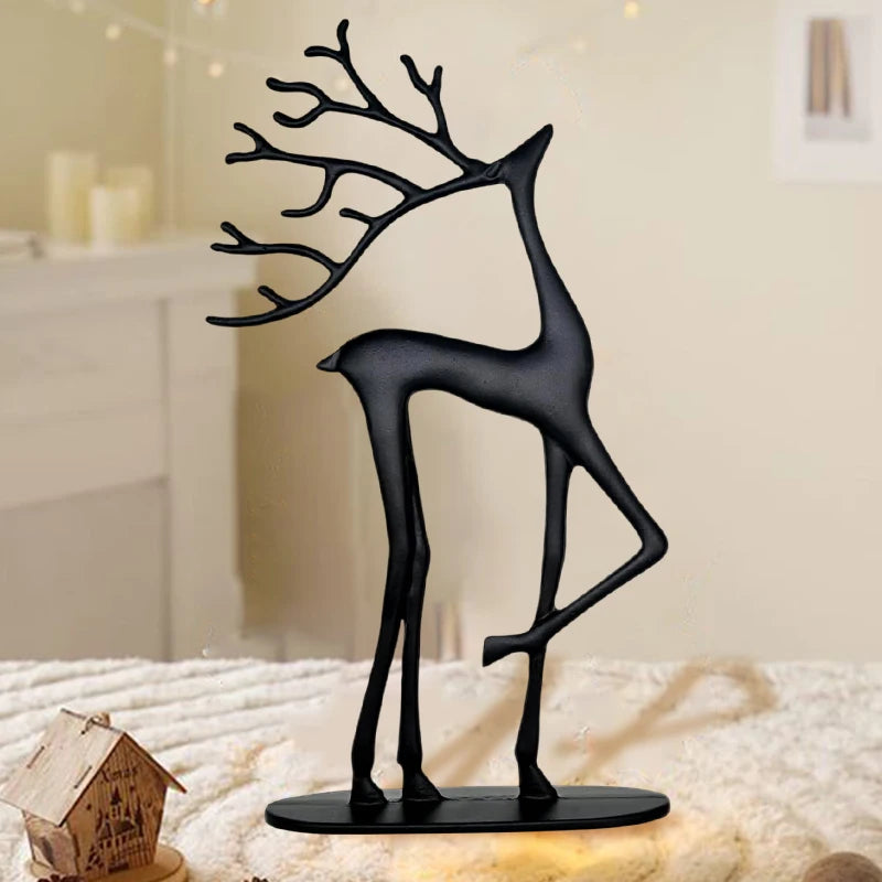 Reindeer Christmas Decor, Resin Reindeer Figurines, Modern Minimalist Xmas Sculpture, Elegant Indoor Holiday Decor