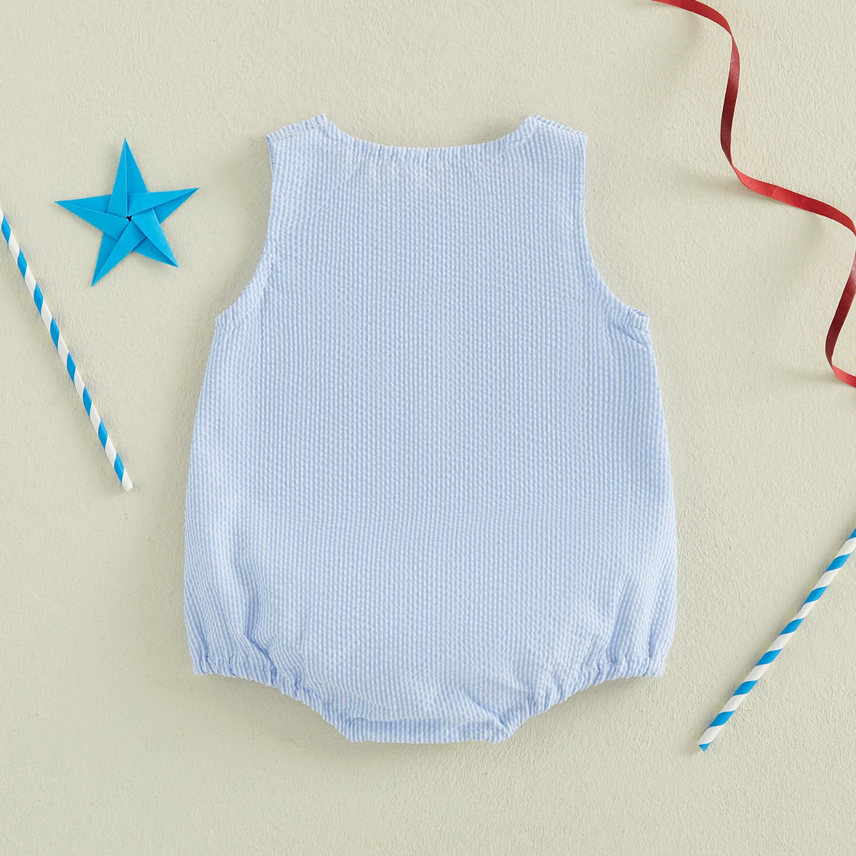 Citgeett Summer Independence Day Infant Baby Boys Striped Bodysuit 4th of July Star Flag Embroidery Sleeveless Jumpsuit Clothes