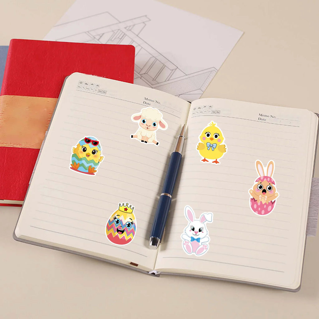 8/16/24PCS Cartoon Easter Animal Easter Egg Rabbit Sheep Puzzle Stickers Wholesale Cute Animal Stickers