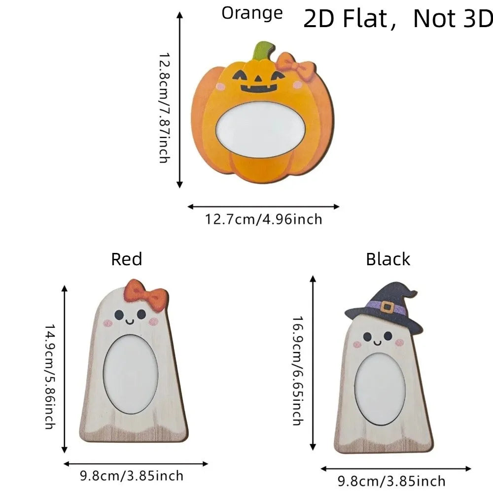 Desktop Decoration Cute Halloween Ghost Picture Frame Wooden Handmade Desktop Ghost Ornament Rustic Tabletop Frame Dorm Decor