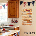 4Th of July Patriotics Welcome Sign Wooden Hanging Sign Kitchen Wall Door Decors Independence Day Memorial Day Wreaths Y5GB