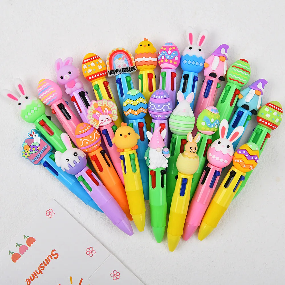 5-30Pcs Cartoon Easter Theme Four Color Pens Easter Carnival Party Birthday Wedding School Kindergarten Gift Prize Basket Filler