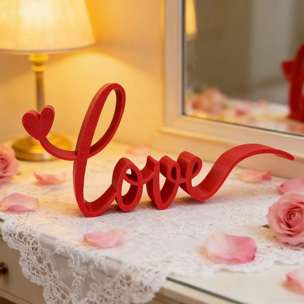 Love Letter Tabletop Decor Blocks Red Love Sign Centerpiece Romantic Home Decor For Home Bedroom Hotel Valentine Wedding Party