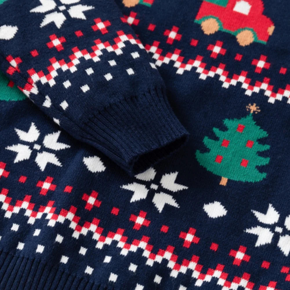 New Years Christmas Sweater for Kids Cars Print Sweatshirt Boys & Girls Baby Clothes Autumn Winter Seasonal Children's Clothing