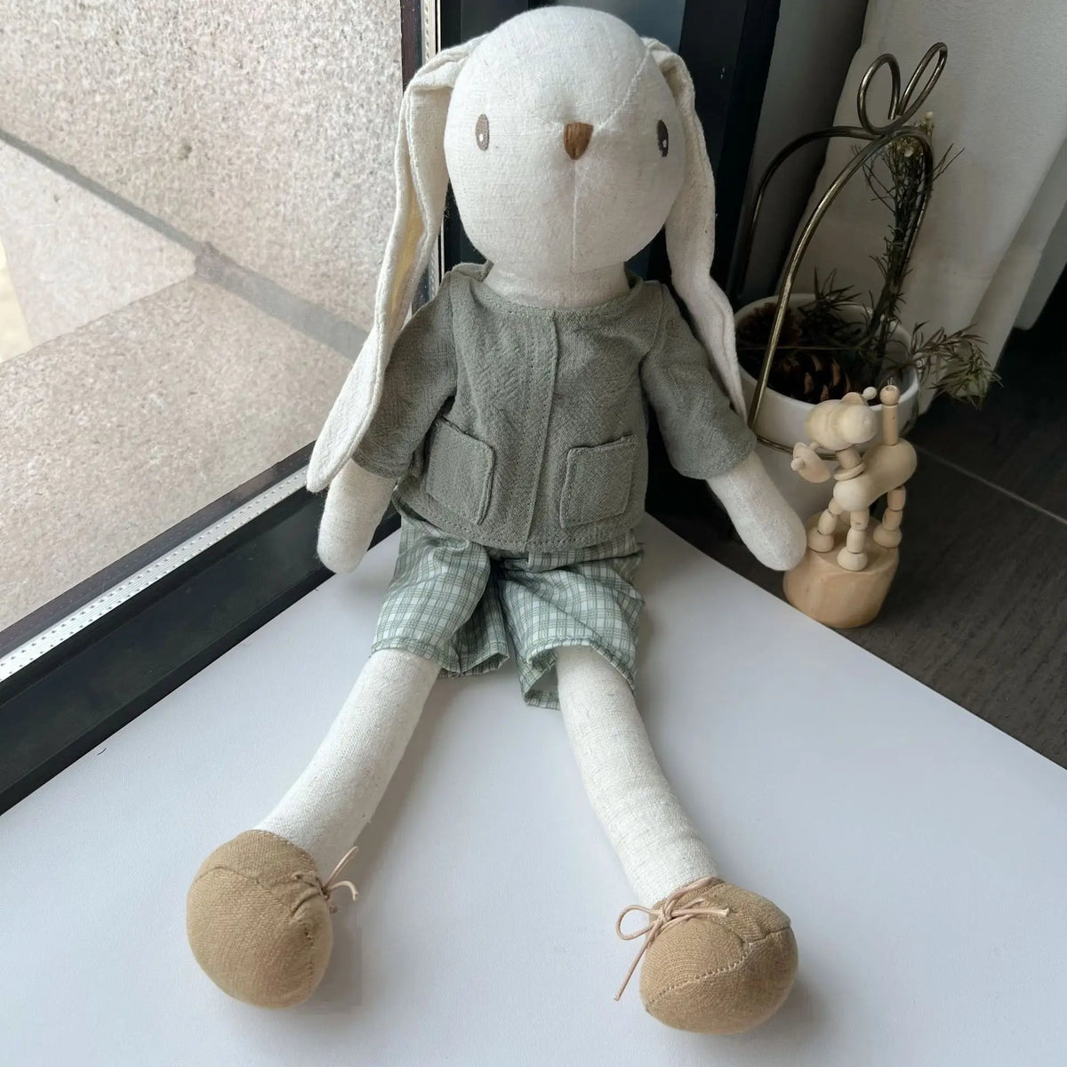 Handmade Linen Bunny Doll Montessori Role-Playing Fabric Animal Doll Nursery Decoration Children's Birthday Gift