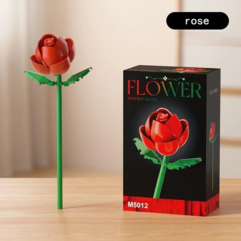Romantic building block flower decorations, festival gifts, small building block bouquets, handmade bouquets, Valentine's Day