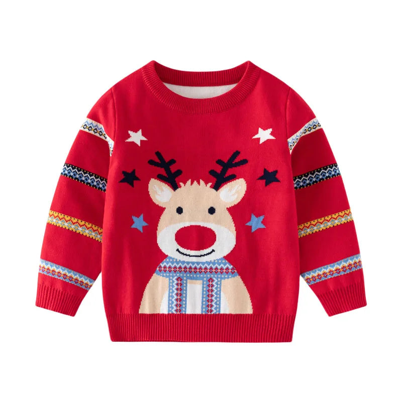 New Years Christmas Sweater for Kids Cars Print Sweatshirt Boys & Girls Baby Clothes Autumn Winter Seasonal Children's Clothing