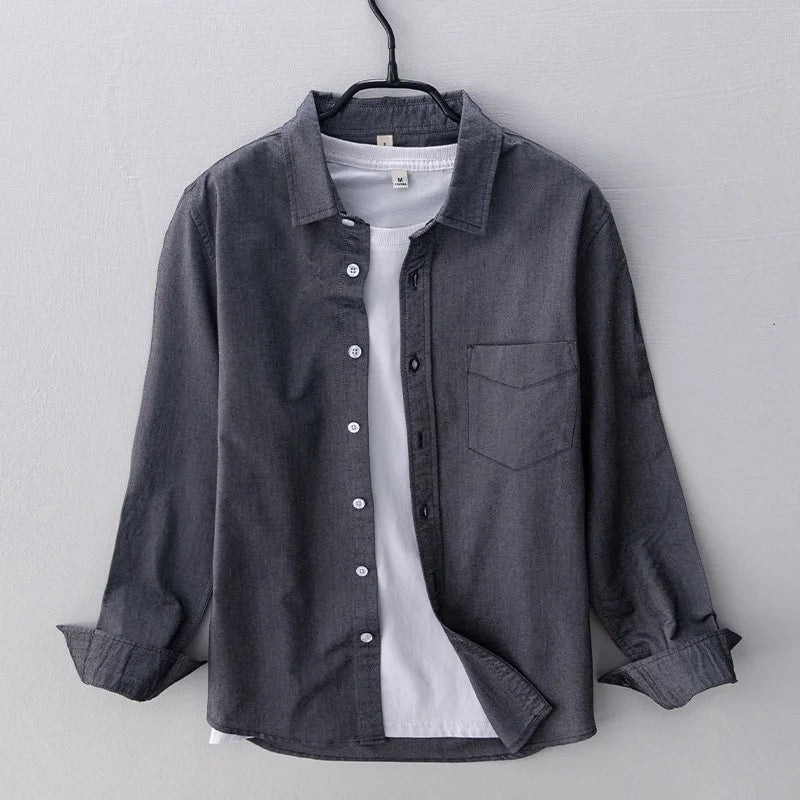 Spring Pink Shirts For Men Autumn Casual Slim Fit 100% Cotton Oxford Long Sleeve Shirt Men's Vintage button down shirt Clothes