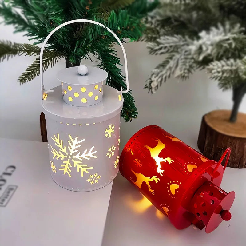 Christmas Decorations Vintage Christmas Lanterns with LED Light Festive Decor for Home Party Stylish Christmas Hanging Lanterns