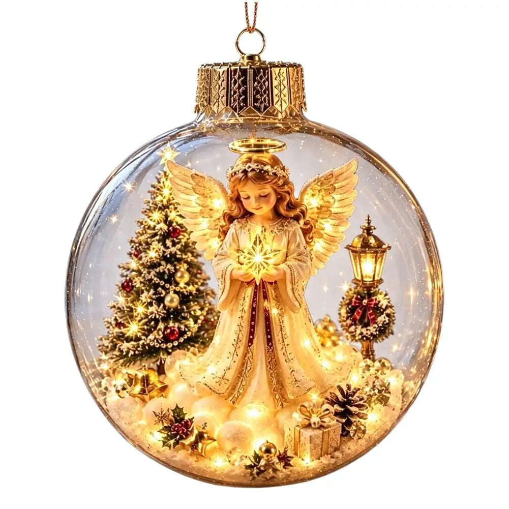 Christmas Story Decorations With Lights Creative Nutcracker Reindeer Snowman Glowing Christmas Tree Decor Pendant Crystal ball