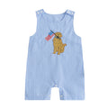 Citgeett Summer Independence Day Infant Boys 4th of July Jumpsuit Sleeveless Flag Embroidery Plaid Romper Clothes