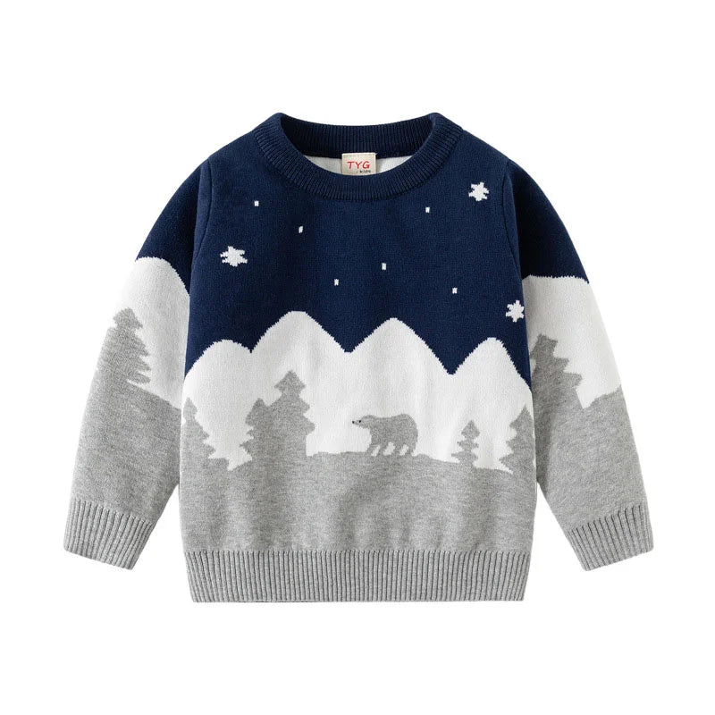 New Years Christmas Sweater for Kids Cars Print Sweatshirt Boys & Girls Baby Clothes Autumn Winter Seasonal Children's Clothing
