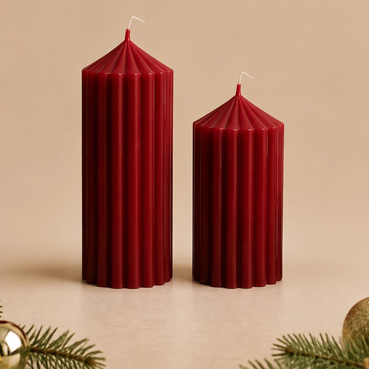Christmas cylindrical aromatherapy candle set, wine red candle home decoration, Christmas candle center decoration