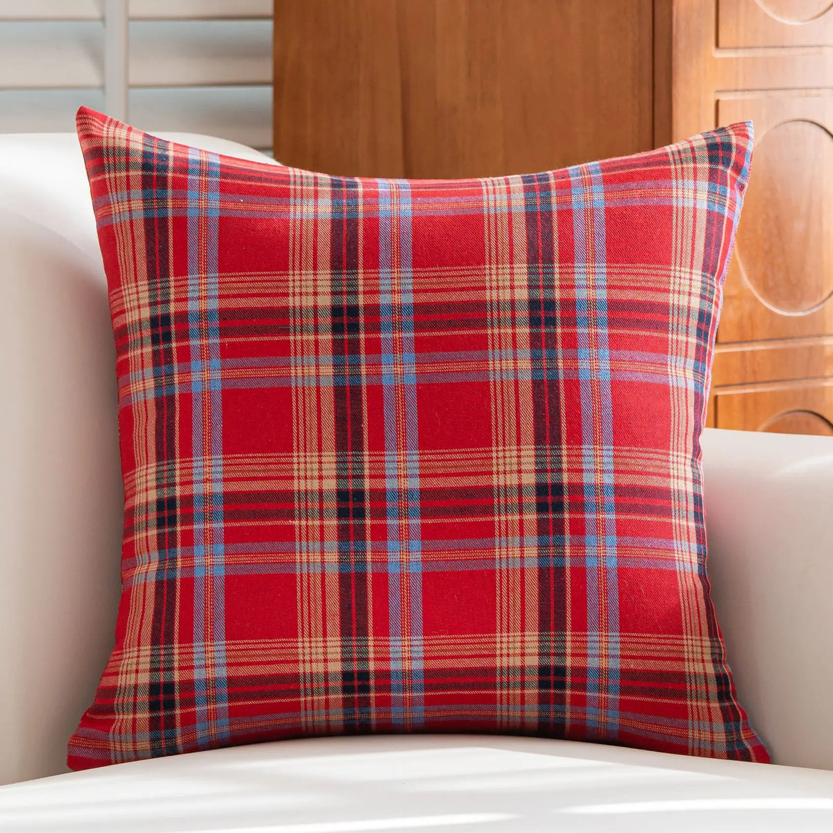 Christmas Plaid Decor Throw Pillow Covers Scottish Tartan Cushion Case for Farmhouse Home Square Pillow Case Cushion Pillowcase